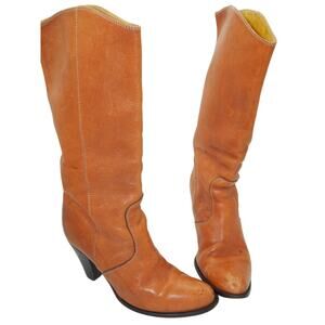 Vintgage Davos Gommas Leather CowBoy Boots Size 8 Pull on